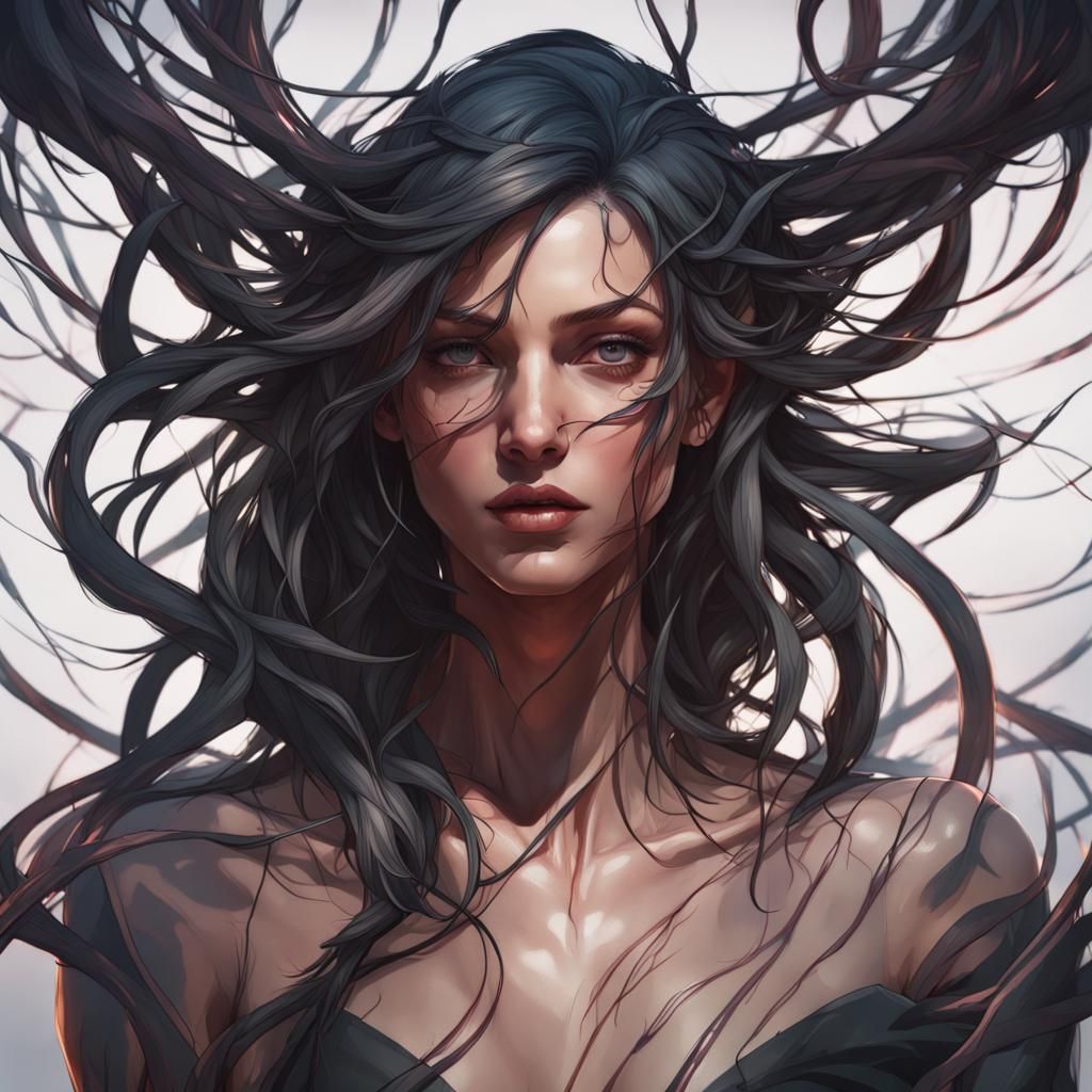 Detailed Portrait of Human with Vein Tendrils