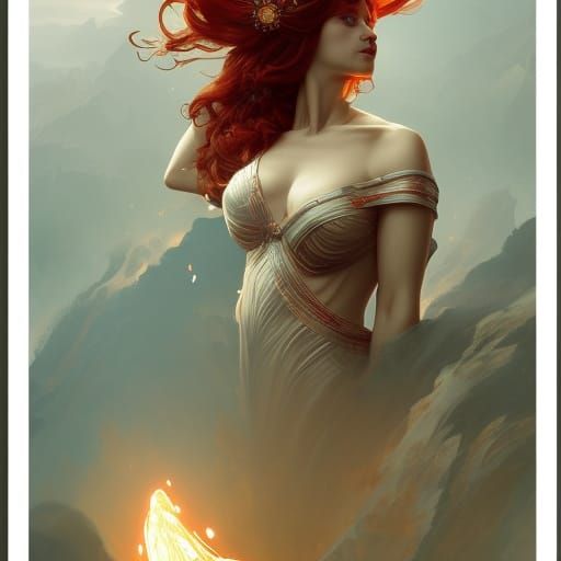 Volcano Goddess Portrait in Hyperdetailed Style