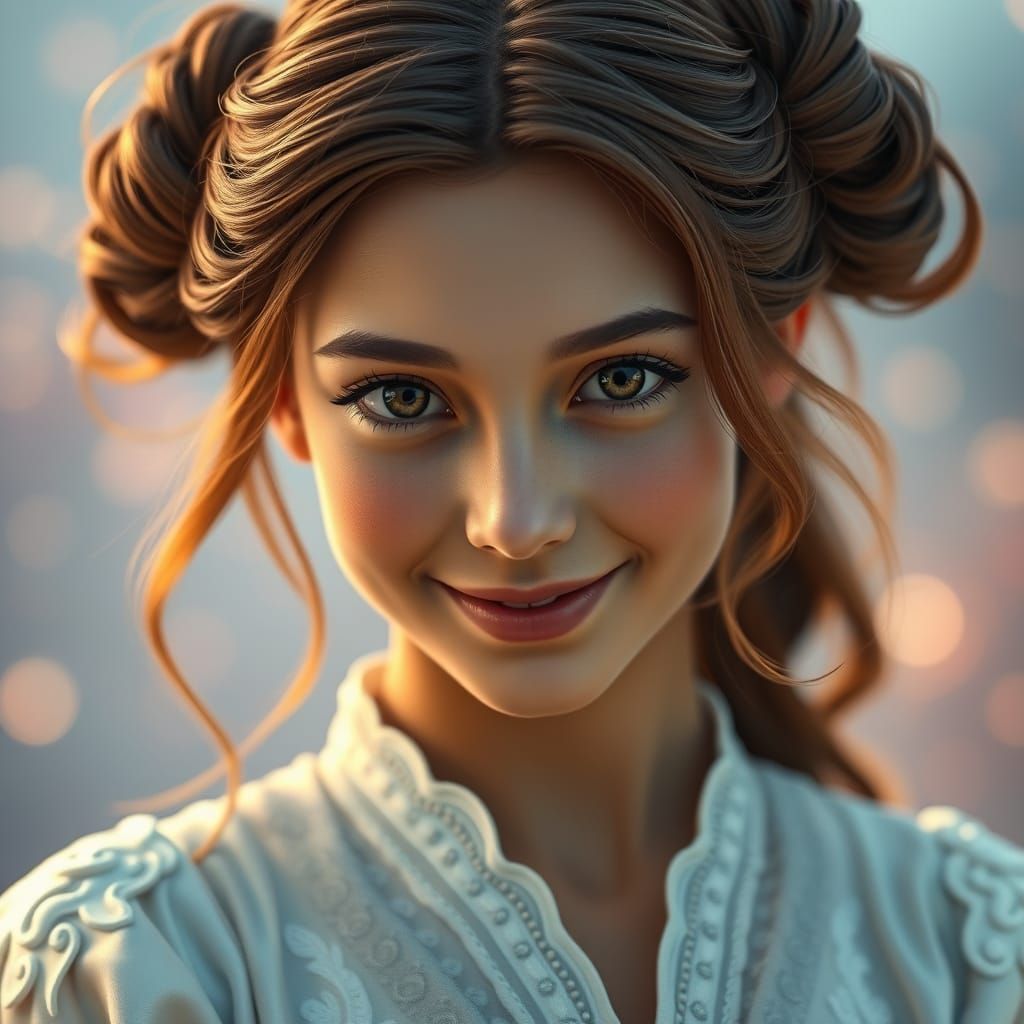 Enchanting Young Woman in Elegant Gown