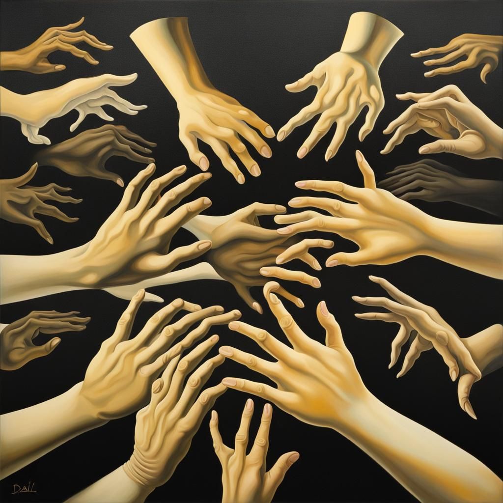 Surreal Hands: A Salvador Dali-esque Oil Painting