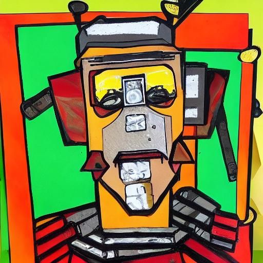 Scrap Robot Portrait in Mixed Media Collage