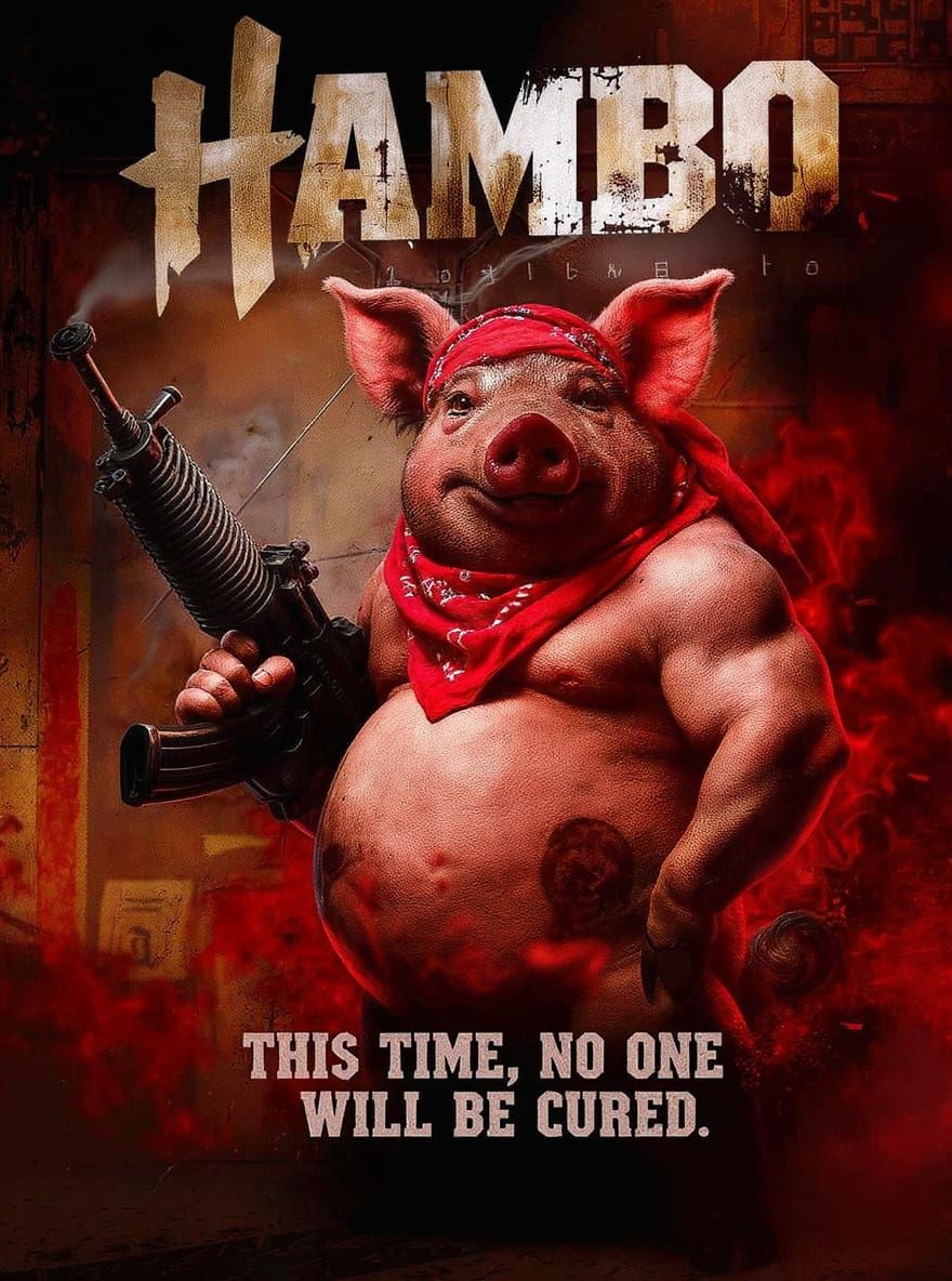 Hambo: Anthropomorphic Pig Action Movie Poster