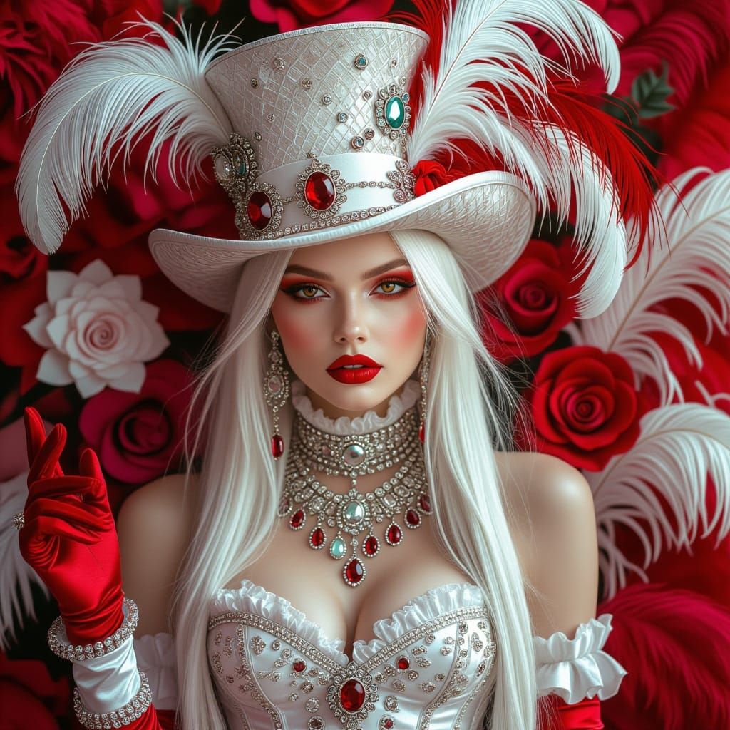 Mad Hatter Lady with Jewels in Dark Fantasy Style