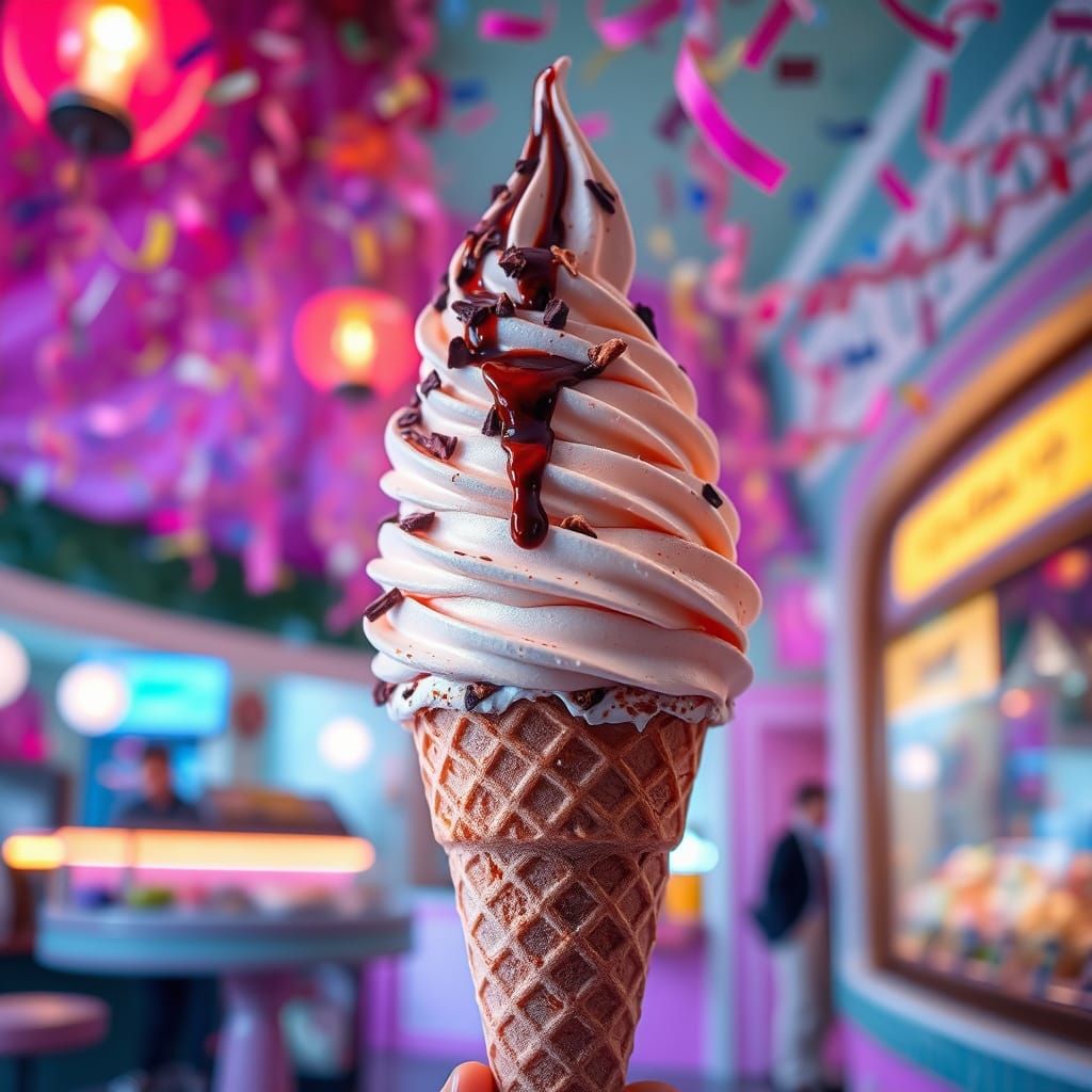 Gelato Dreamscape: Whipped Cream and Chocolate