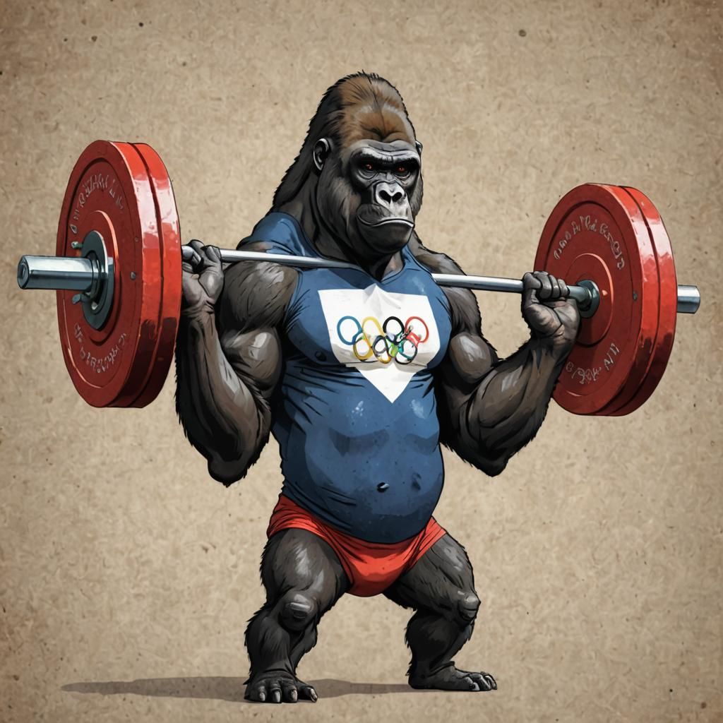 Humorous Gorillas Weightlifting at Paris 2024 Olympics
