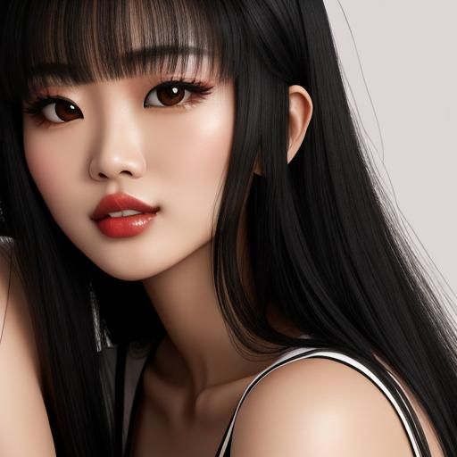 Intimate Kiss: Two Asian Women in Close-up