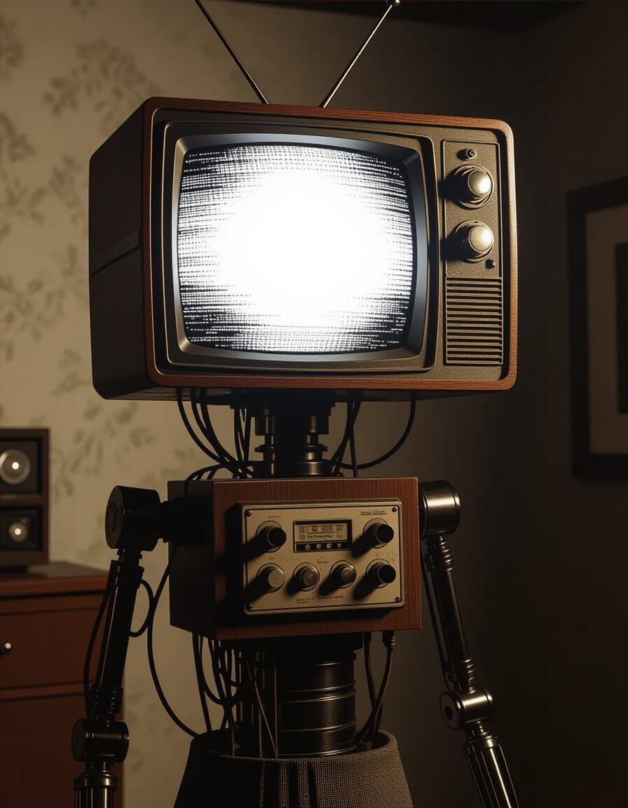 Retro TV Humanoid in Film Noir Style