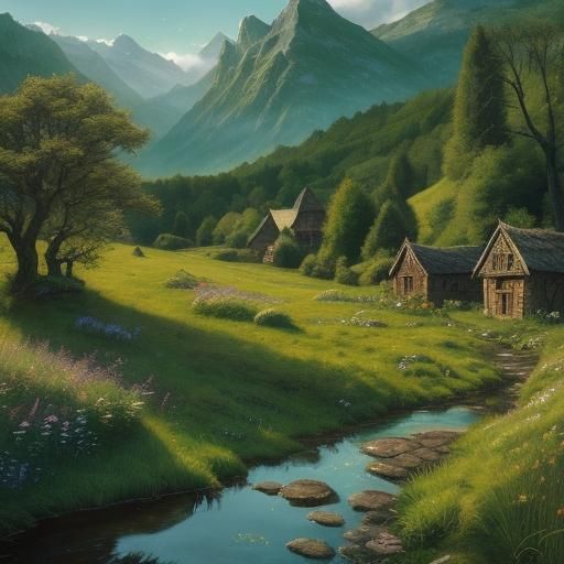 Enchanting Hobbit Meadow in a Fairy-Tale Forest