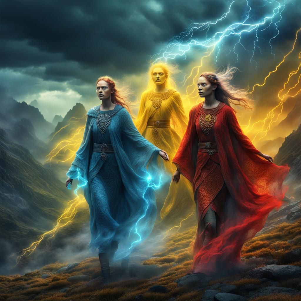 Elfic Ladies in Hallucinatory Mountain Thunderstorm