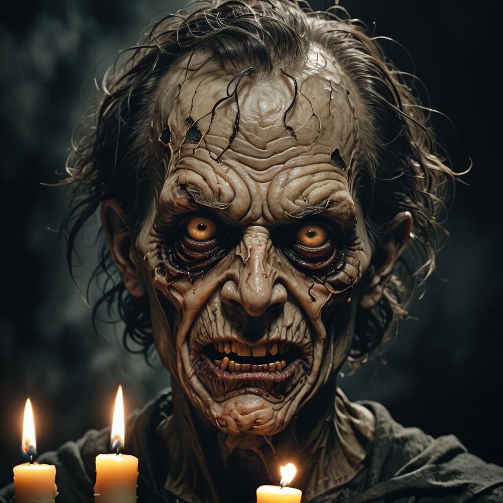 Grotesque Disfigured Face in Hyper-Realistic Horror