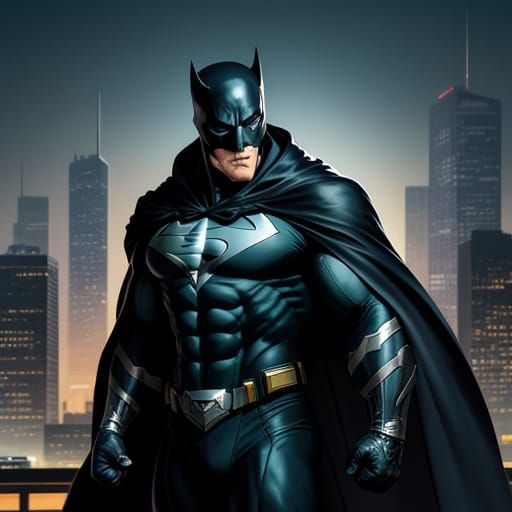 Muscular Superhero in Masked Suit, Comic Book Style