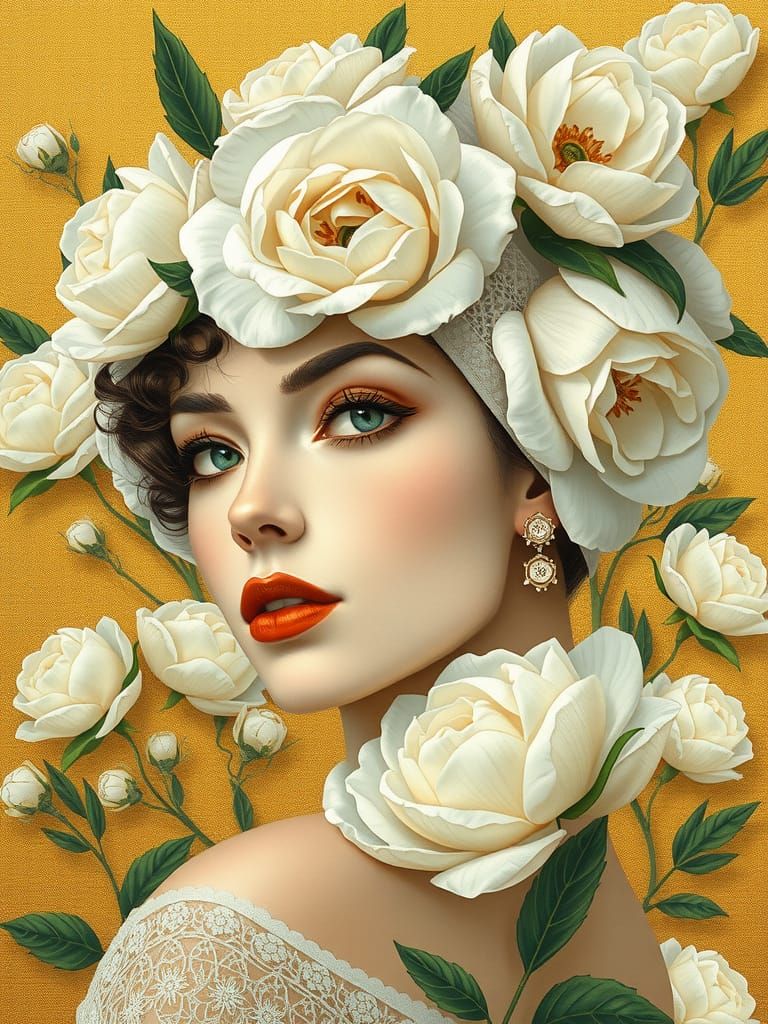 1920s Girl with Gatsby Headpiece and Roses