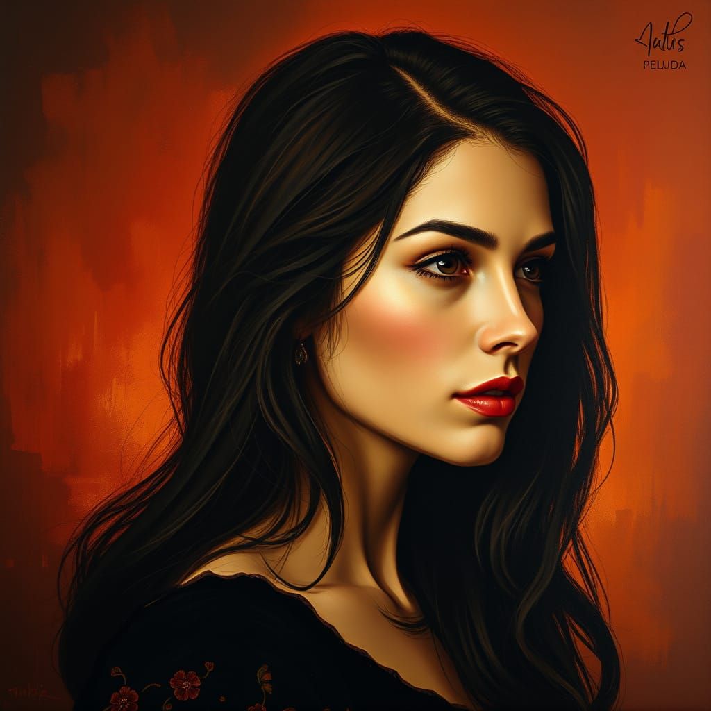 Ethereal Renaissance Muse in Warm, Golden Light