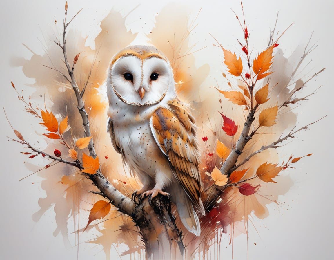 Autumn Barn Owl in Golden Hour Grove