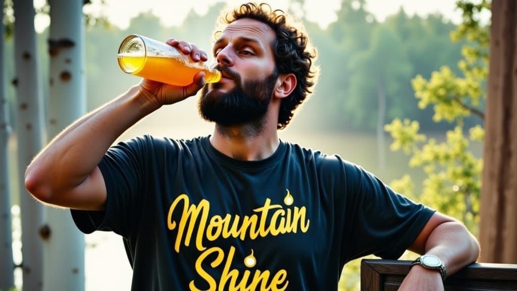Man Enjoying Mountain Shine Soda
