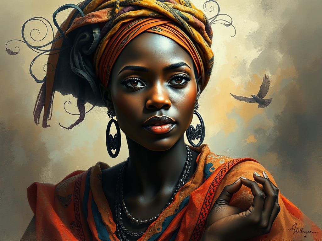 Mystical African Goddess in Dreamlike Splendor