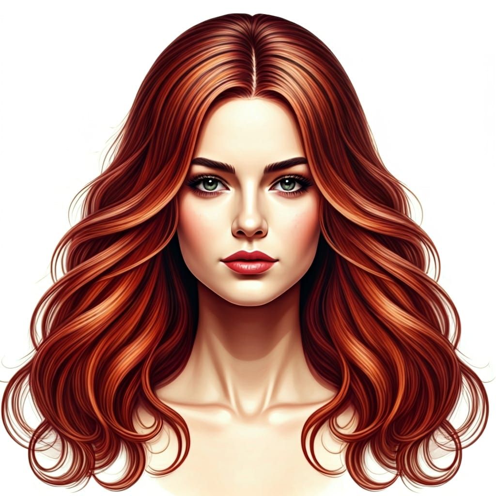 Elegant Hair with Flowing Waves and Highlights