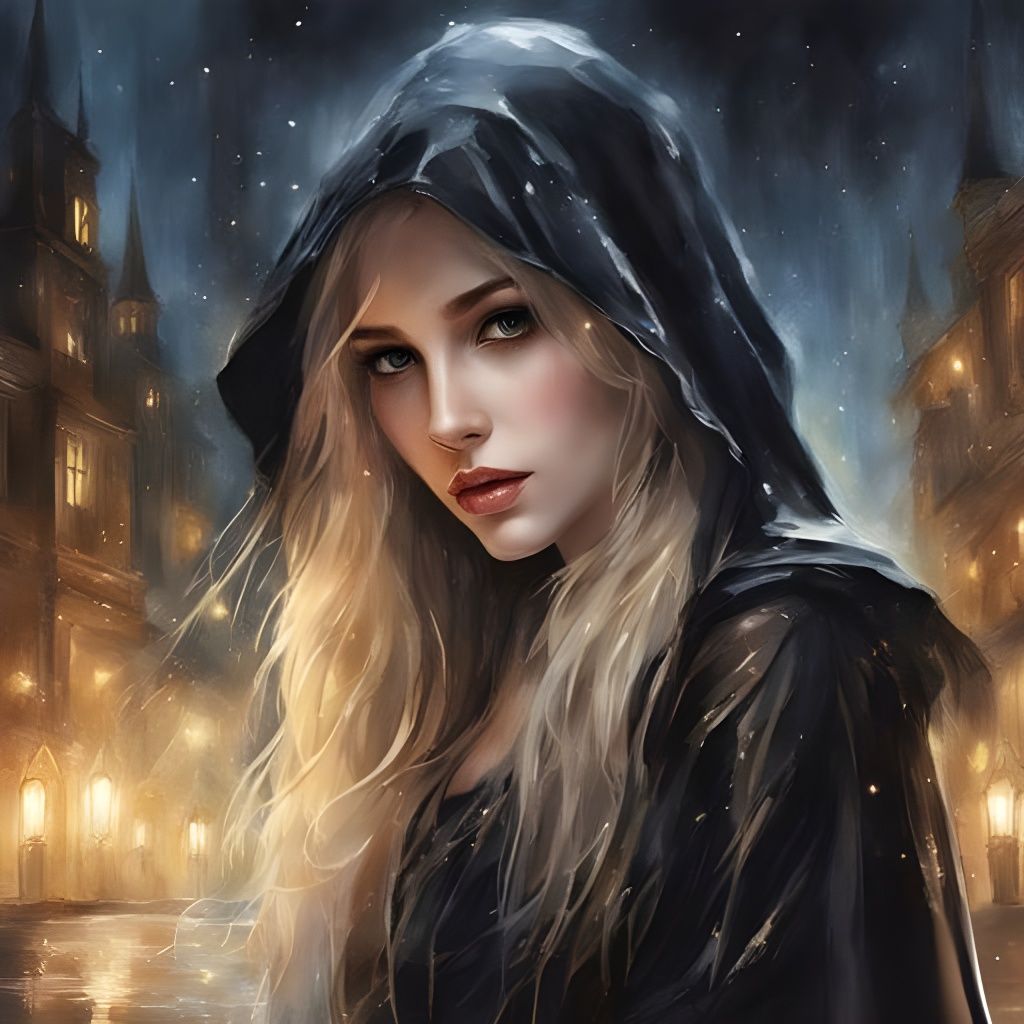 Gothic French Girl Portrait in Watercolor Style