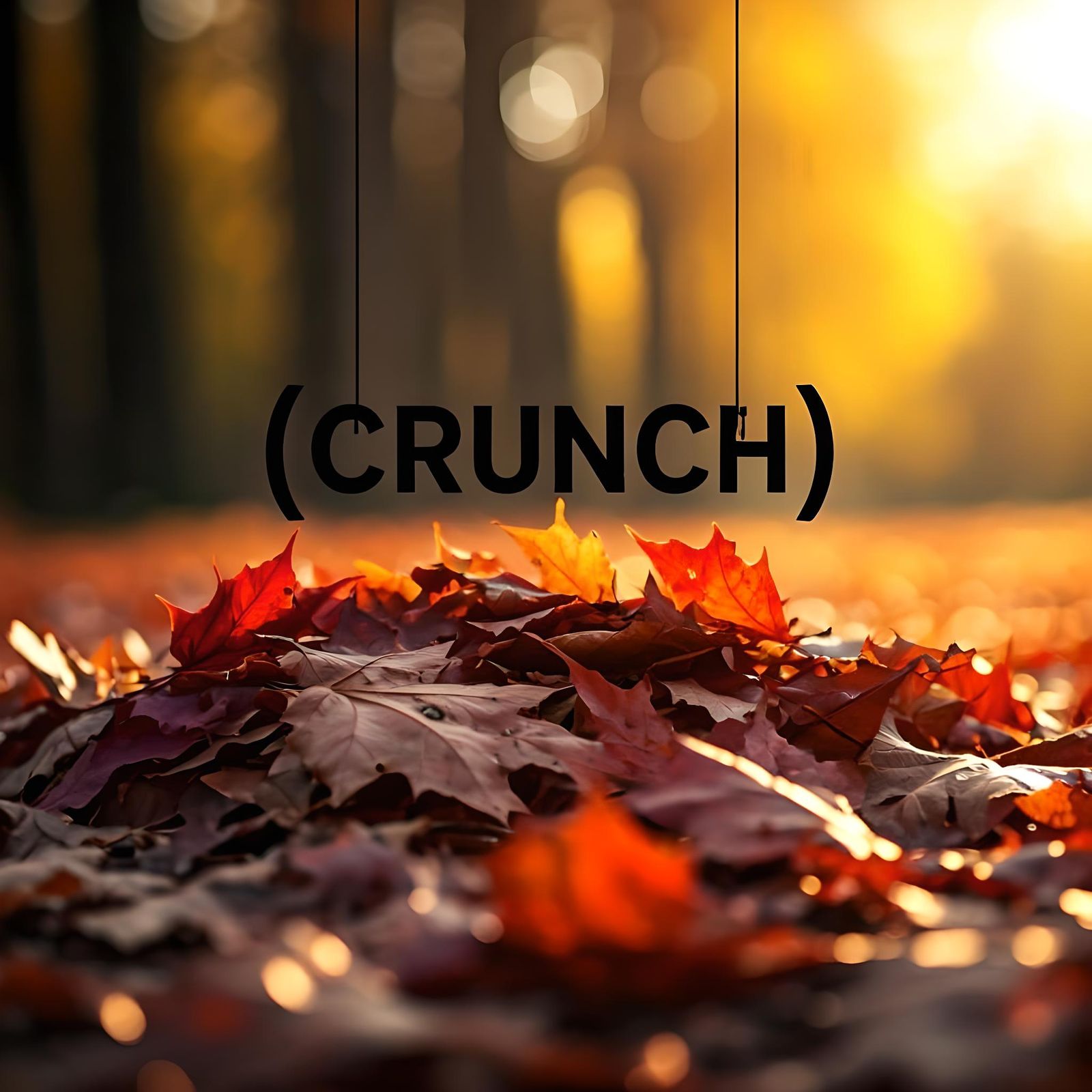 Crunch Text Over Autumn Leaves Digital Art