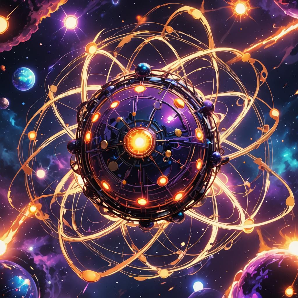 Anime Atom with Planetary Electrons in Manga Style