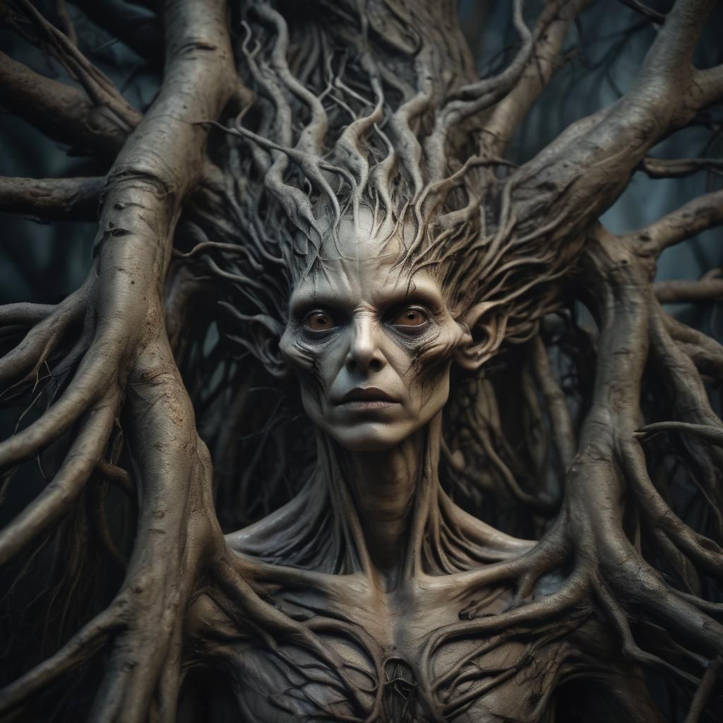 Haunting Alien Creature in Dark Fantasy Portrait