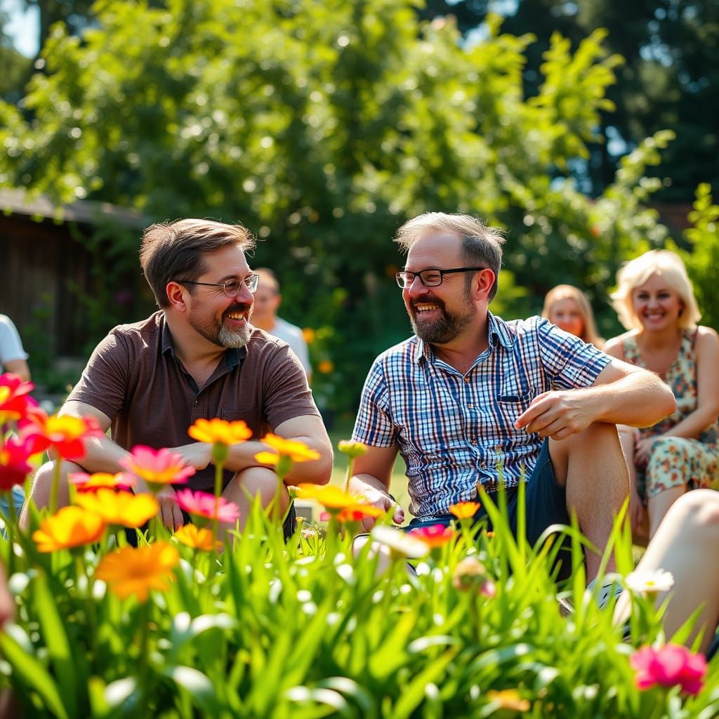 Joyful Garden Party with Two Happy Families