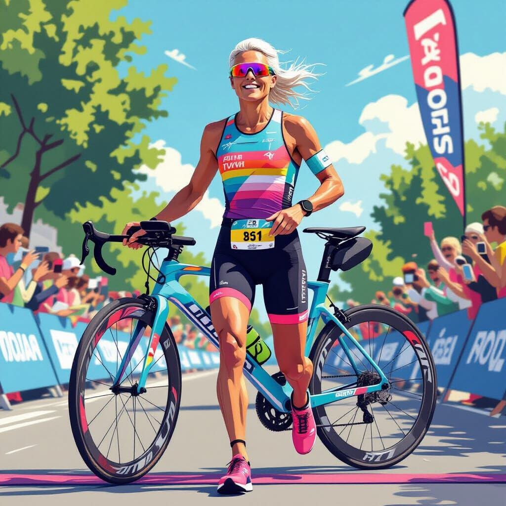Gender Fluid Triathlete in Transition as Digital Art
