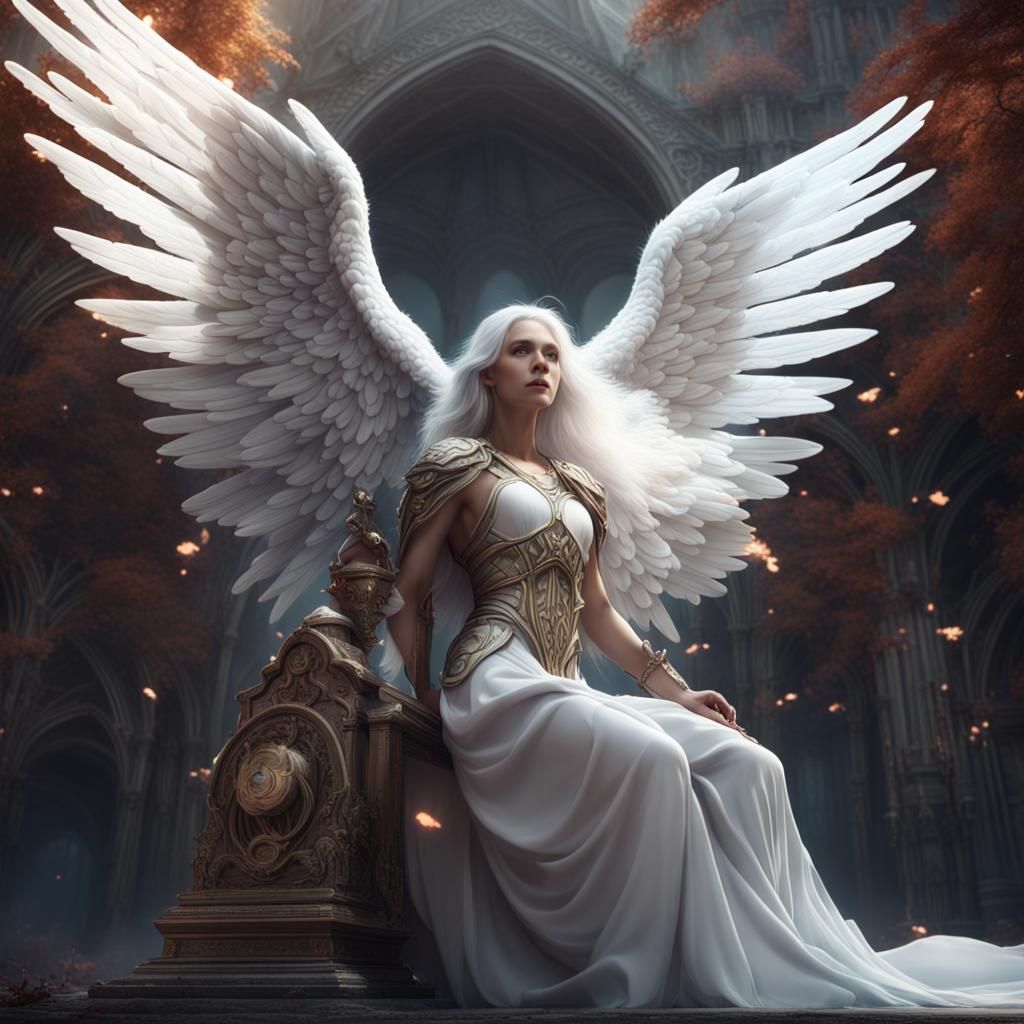 Guardian Angel Protecting Woman: Fantasy Concept Art