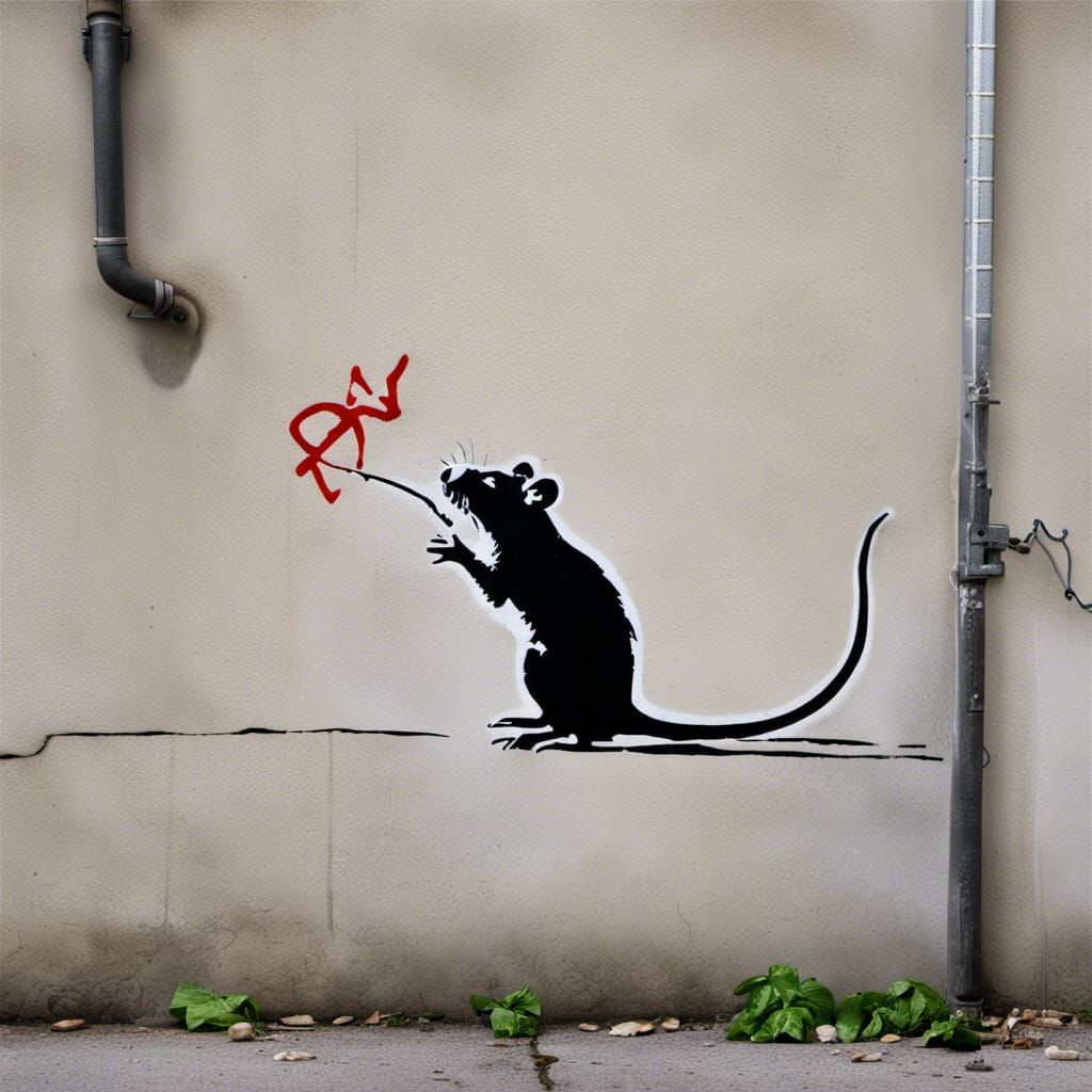 Banksy Rat Stencil Art