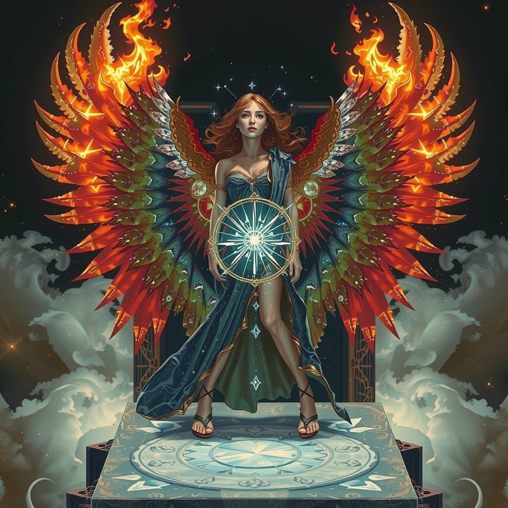 Fiery Seraph Angel at Heaven's Gate