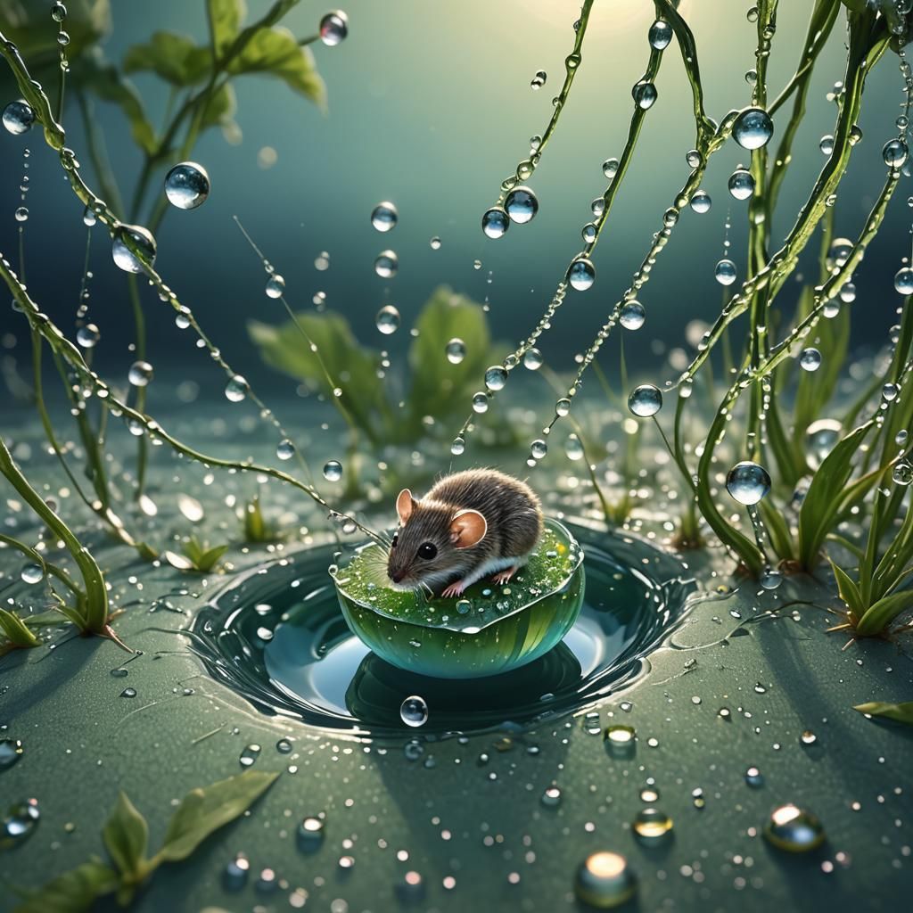Baby Mouse in Moonlit Dewdrop: 3D Magic