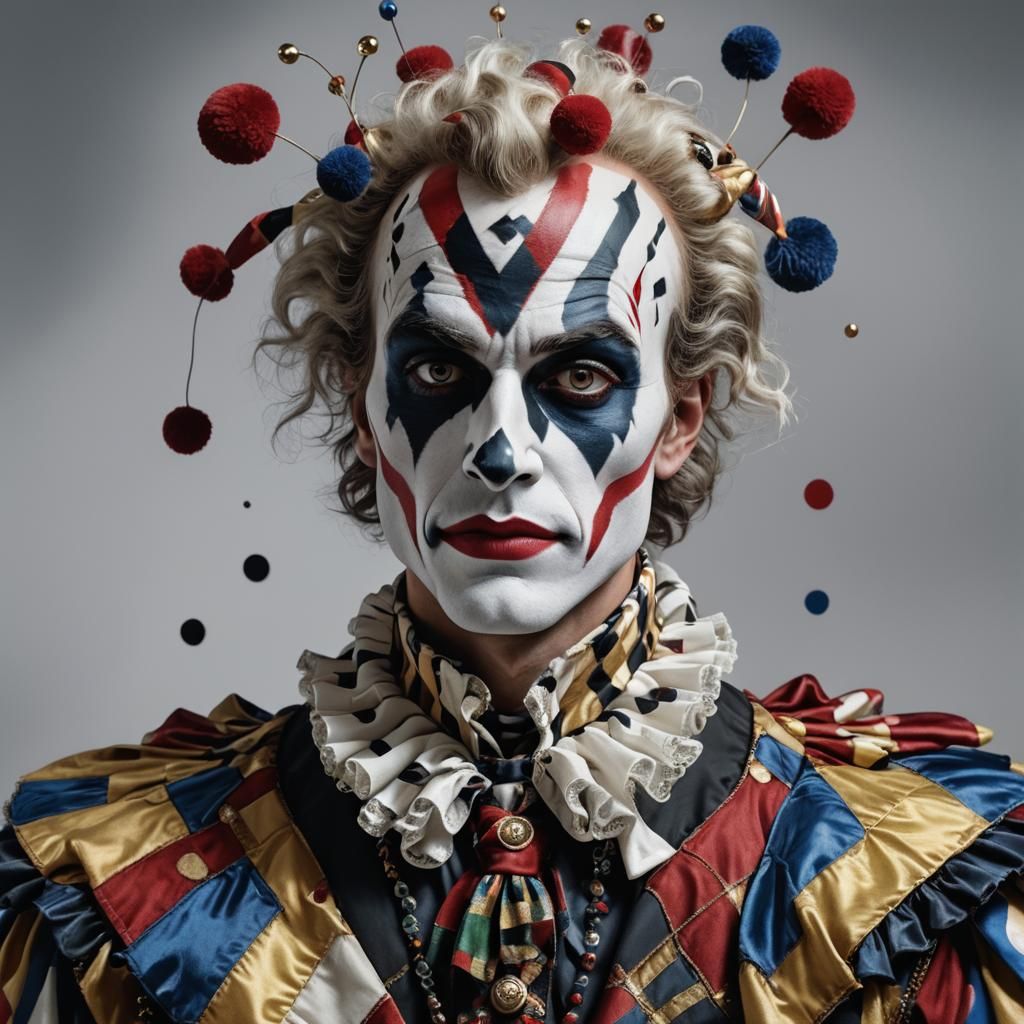 Hyperrealistic Harlequin Portrait in Detailed Matte Painting