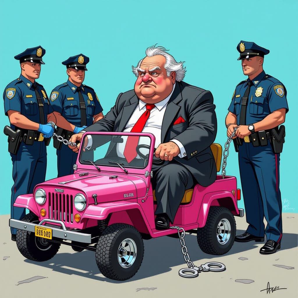 Man Arrested in Tiny Pink Barbie Jeep