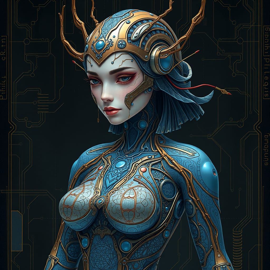 Pretty Cyborg Girl with Persian Aesthetic