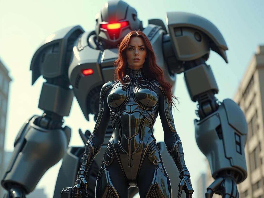 Megan Fox in Cybernetic Suit with Laser Gun
