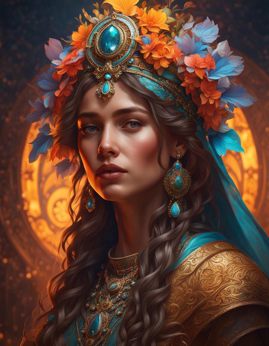 Hyperdetailed Queen Portrait in Dynamic Lighting