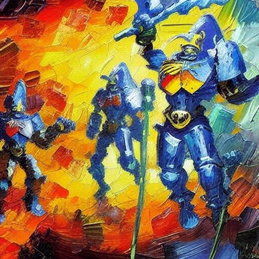 Colorful Expressionist Oil Painting in Impasto Style