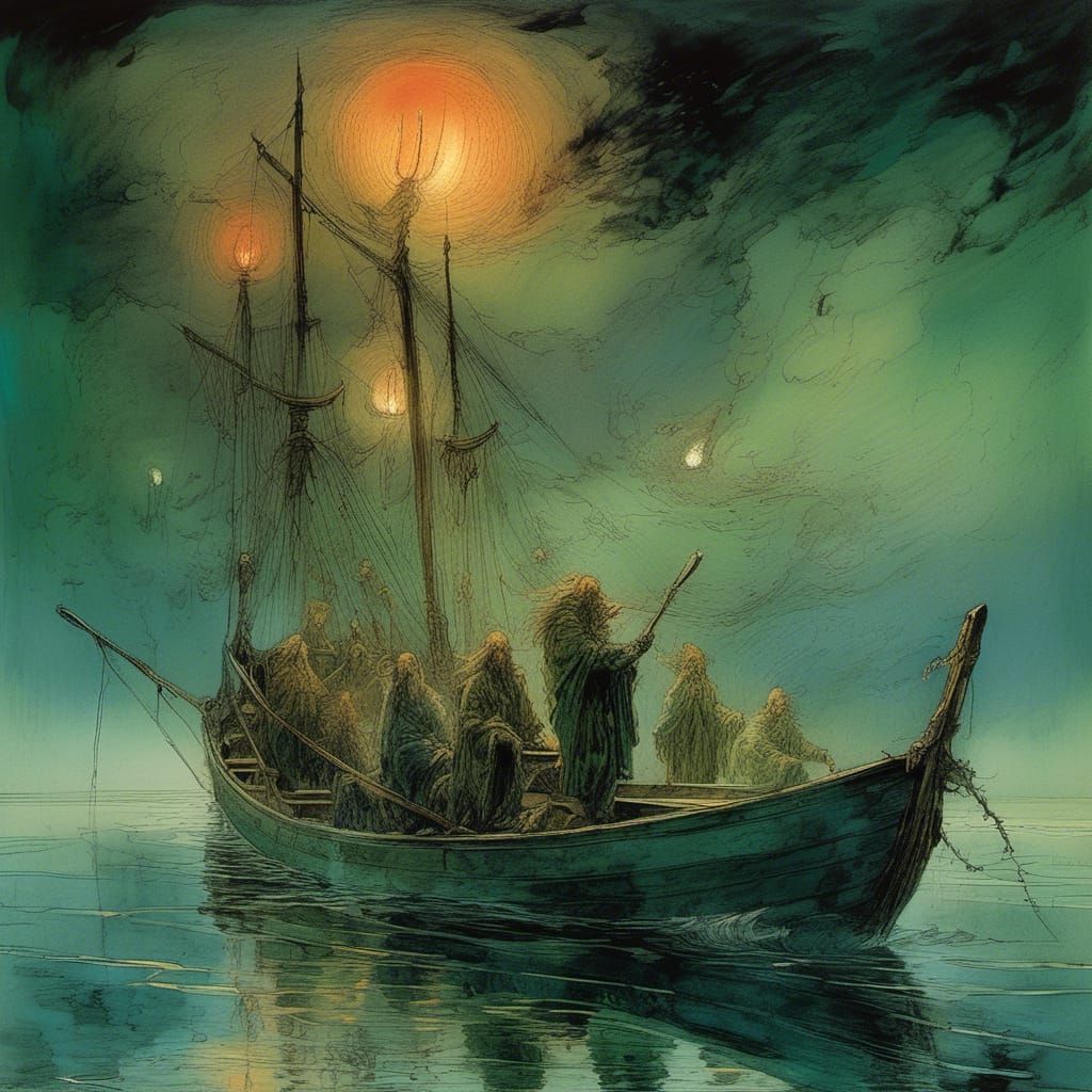 Morass-Sirens at Sunset: Mythical Lake Scene