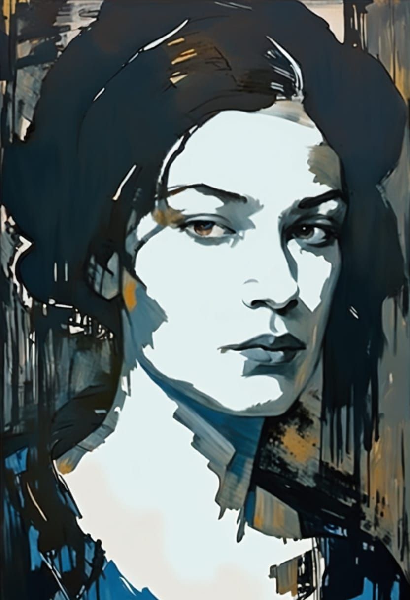Brooding Woman in Expressionist Style
