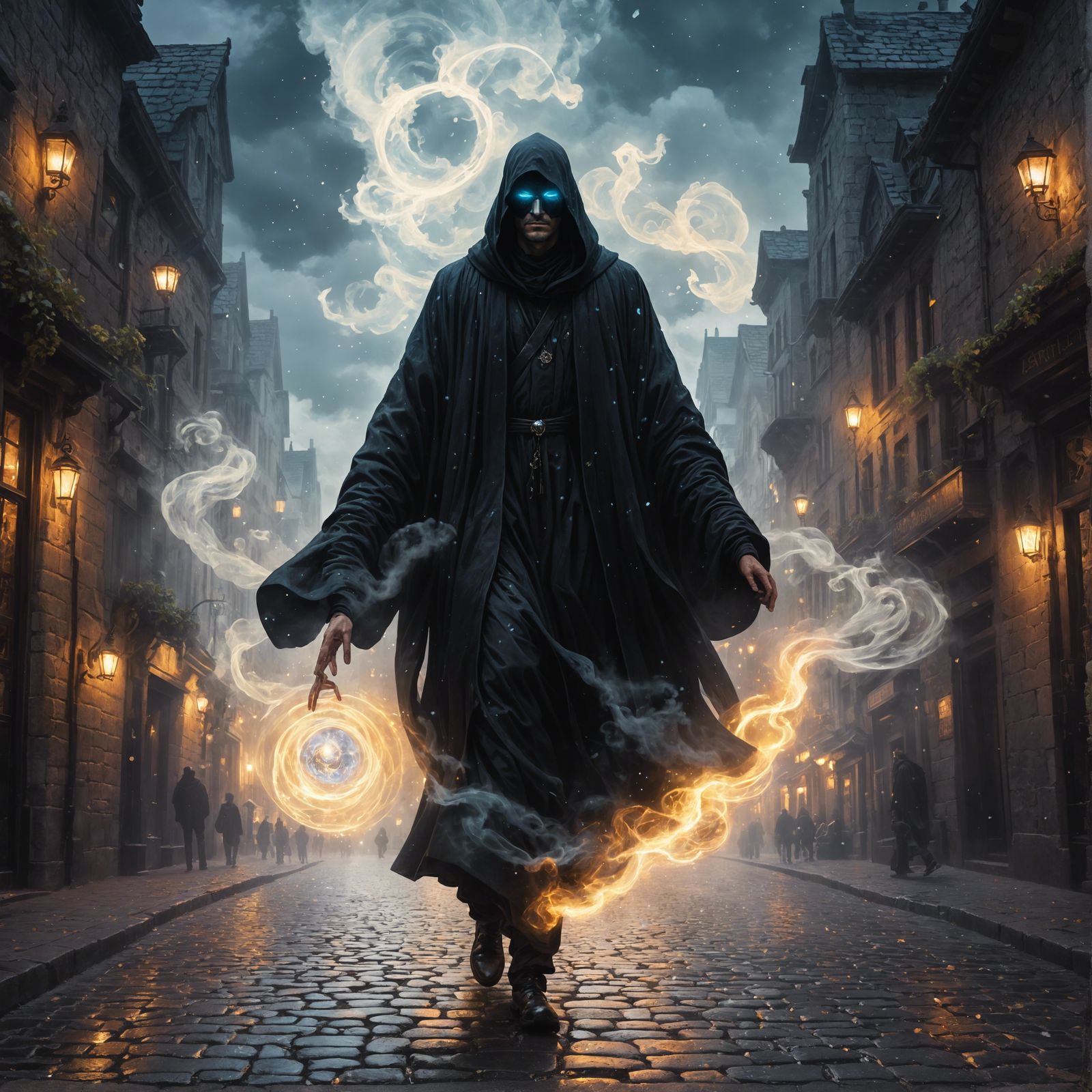 Astral Being in Shadowy Clouds: Grimdark Sci-Fi Art