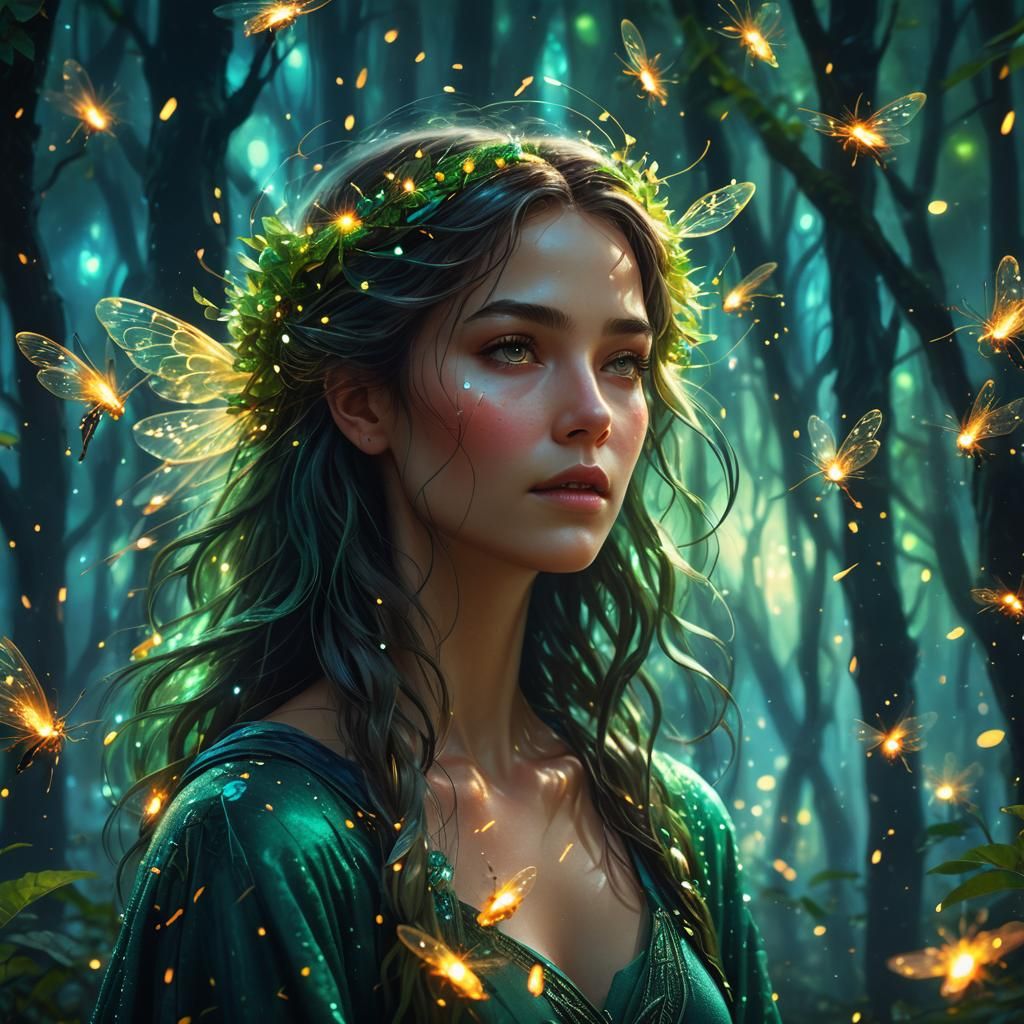 Mystical Woman Portrait in Fantasy Art Nouveau Style