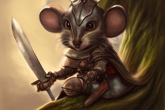 Mouse Knight Resting: Whimsical Fantasy Art