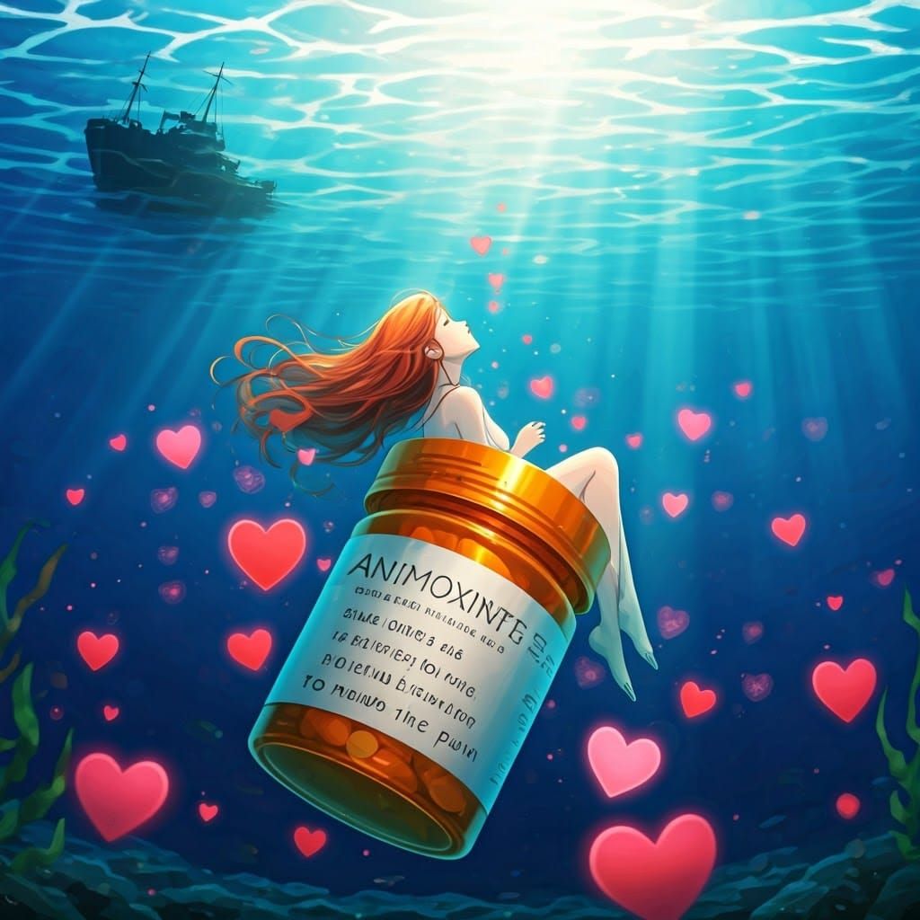 Numb Serenity: A Cel-Shaded Goddess Adrift in a Vibrant Ocea...