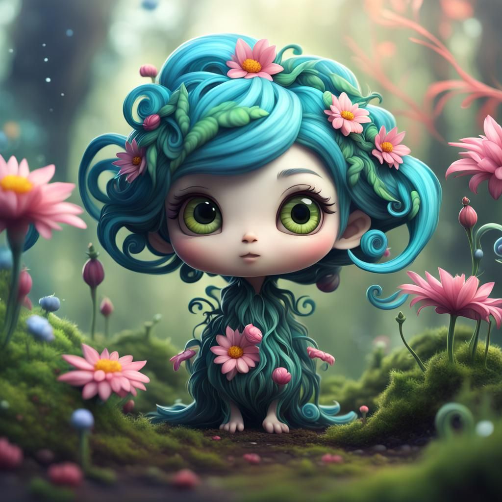 Chibified Magical Plants in Pixar Style
