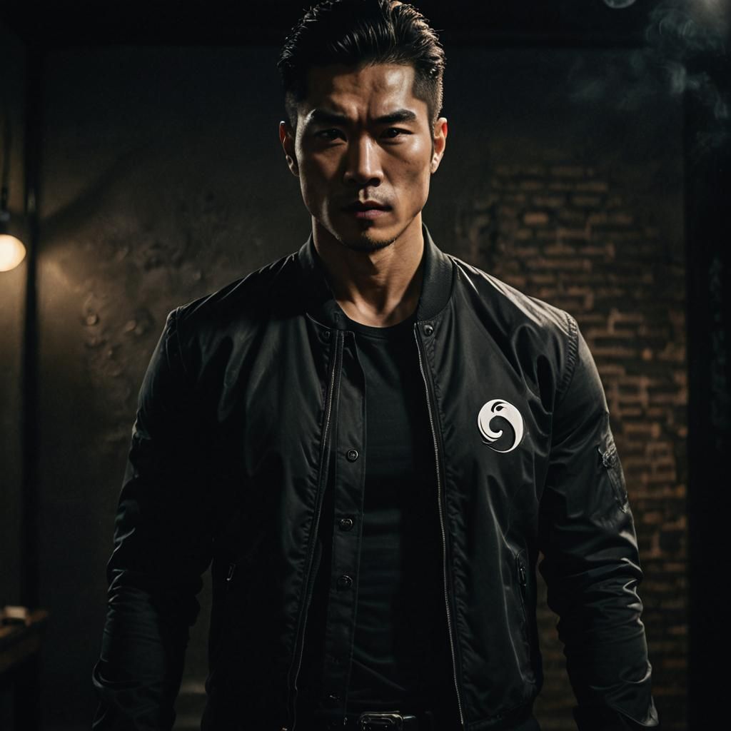 Muscular Chest with Yin Yang Symbol in Film Still