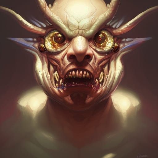 Demonic Toad Portrait in Detailed Fantasy Style