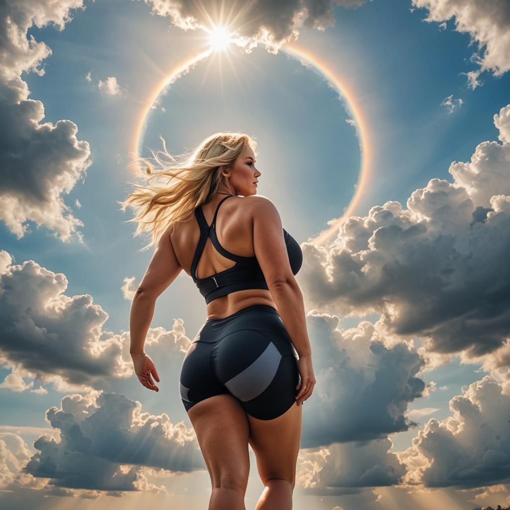 Curvaceous Blond Woman with Blue Eyes in Soft Light