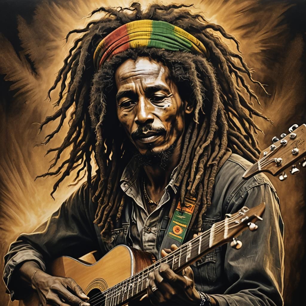 Rastafarian Musician: Hyperdetailed Charcoal Portrait