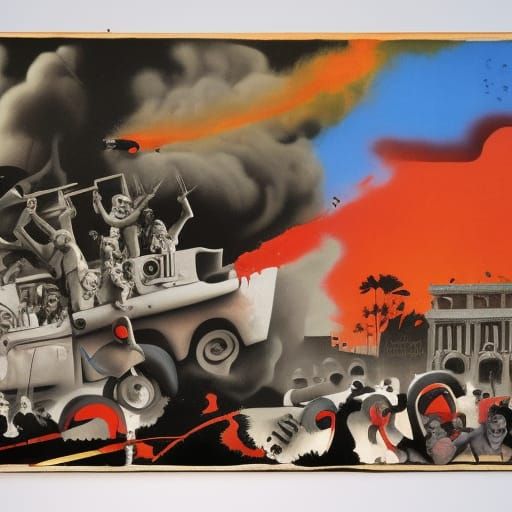 Apocalyptic American Landscape in Surrealist Style