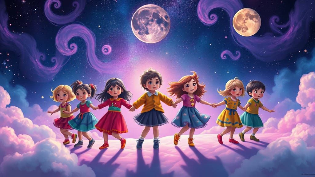 Children's Dreamscape: Vibrant Galaxy, Cosmic Connection